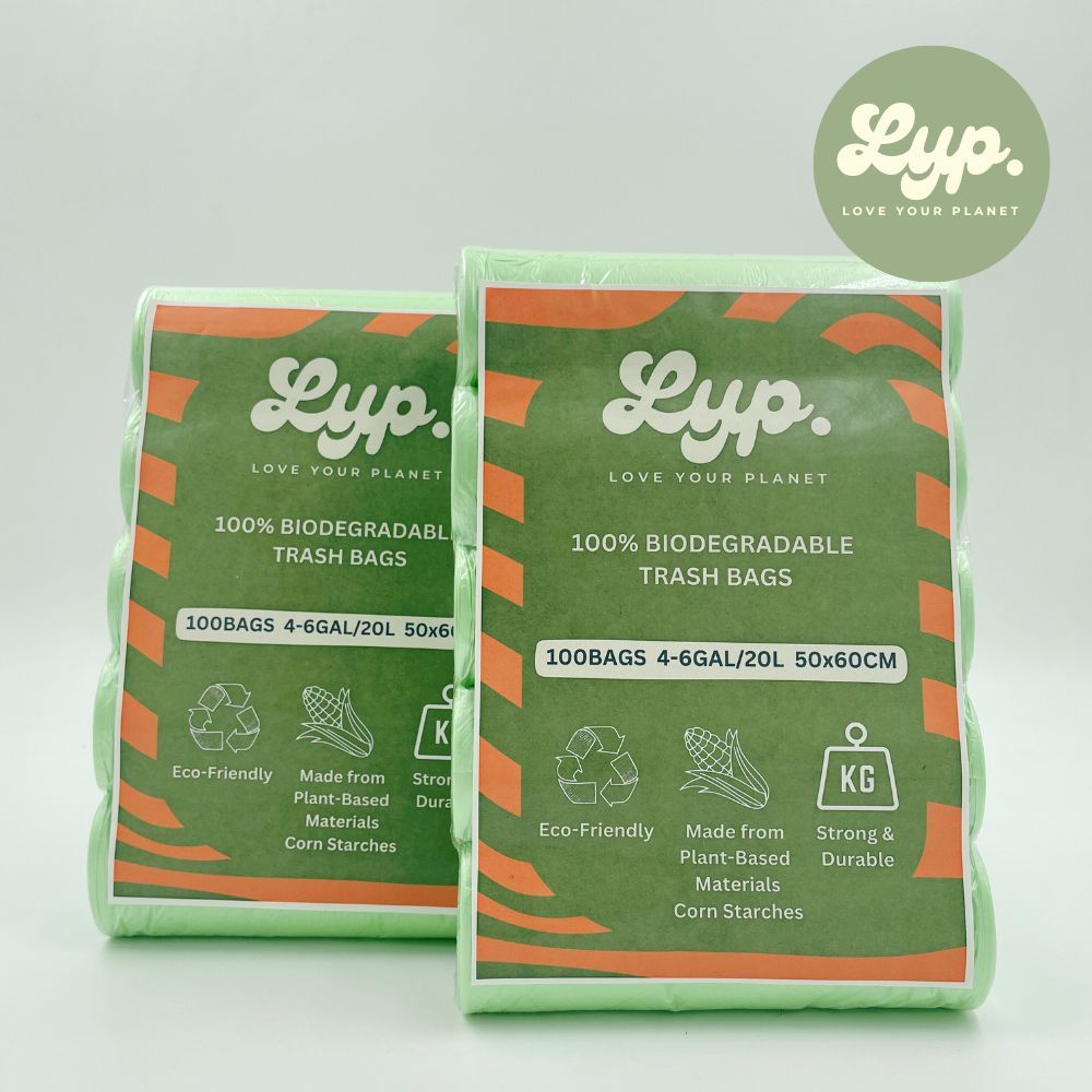 LYP 100% Compostable Cornstarch Garbage Bag / Trash Bag for 20L / 50x60cm / 5 Rolls 100 Bags